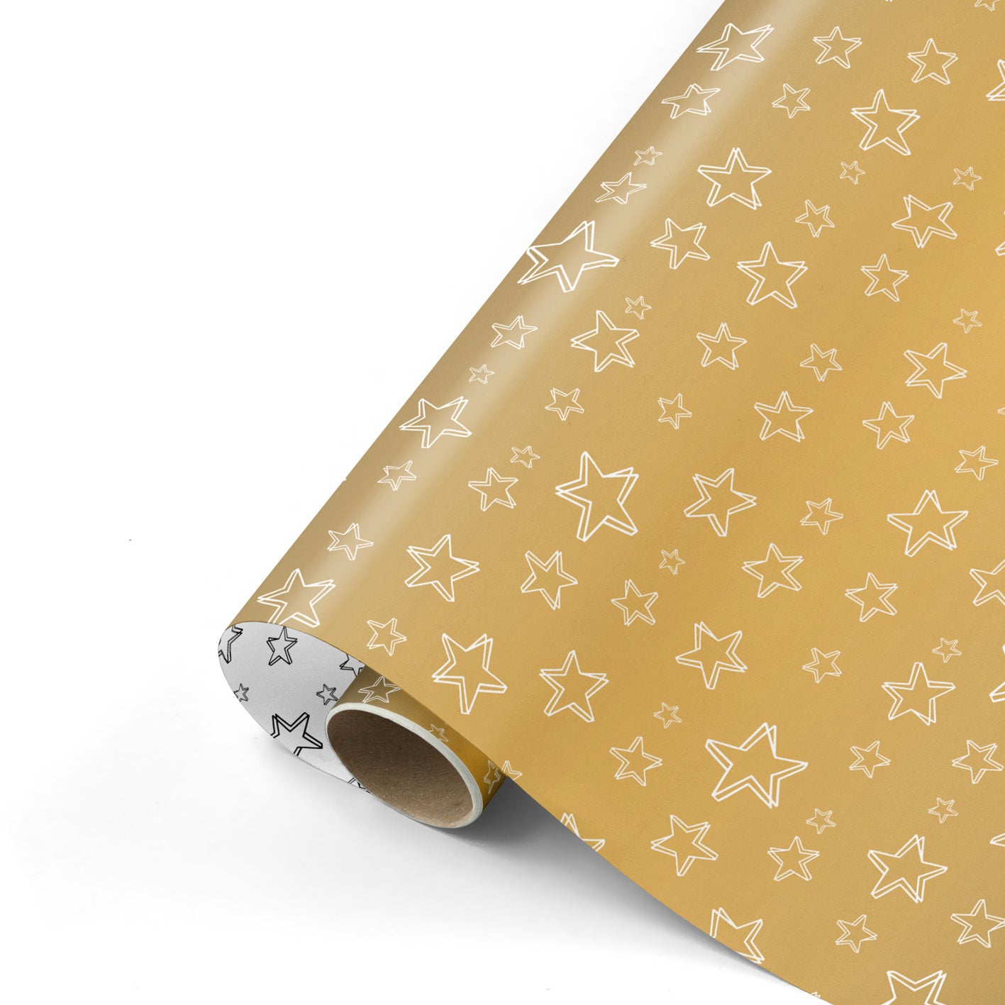 Cadeaupapier - Super Stars goud/wit