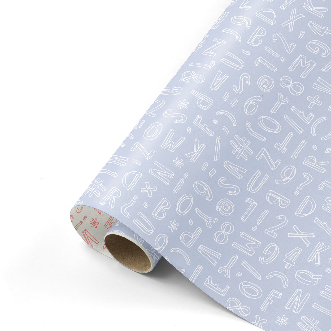 Cadeaupapier - Typo Graphic Blauw/wit