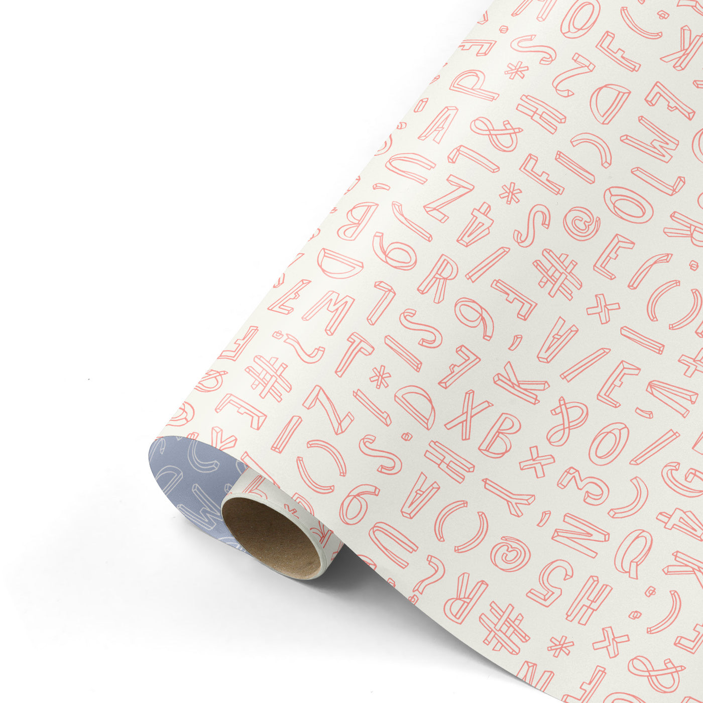 Cadeaupapier - Typo Graphic Wit/Blauw